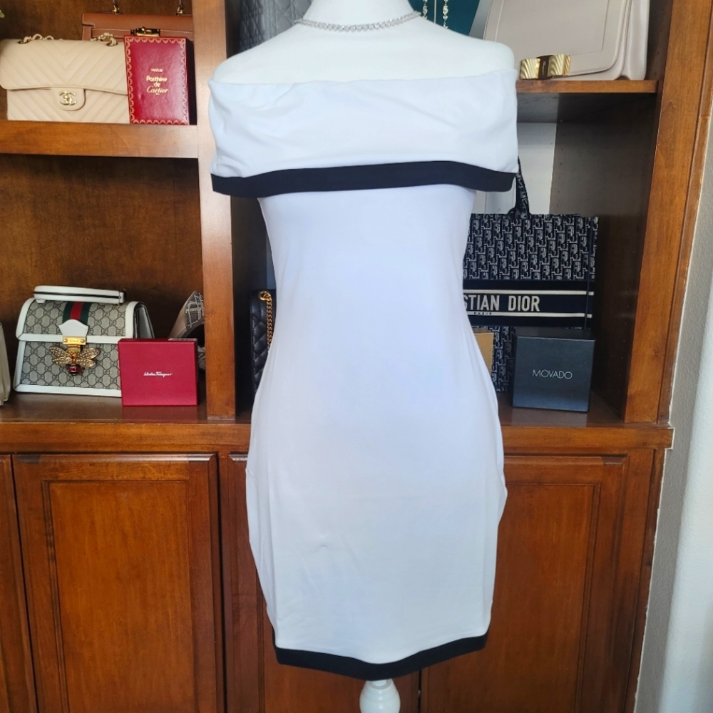 Off-shoulder Foldover Colorblock Mini Dress